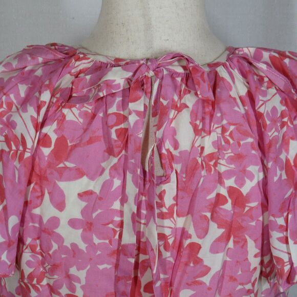 Candace Cameron Bure Pink Floral Flutter Sleeve Woven Top Size XXS - Picture 6 of 15